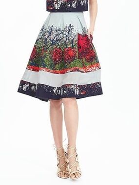 TIMO WEILAND & BR  Tree print cotton/silk skirt, Size 10 (15 1/4" waist) NWT